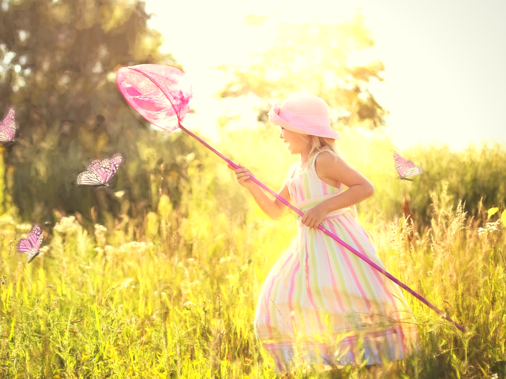 Little Girls Playing In The Moonlight