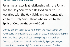 Jesus Groomed Himself To Hear From The Father